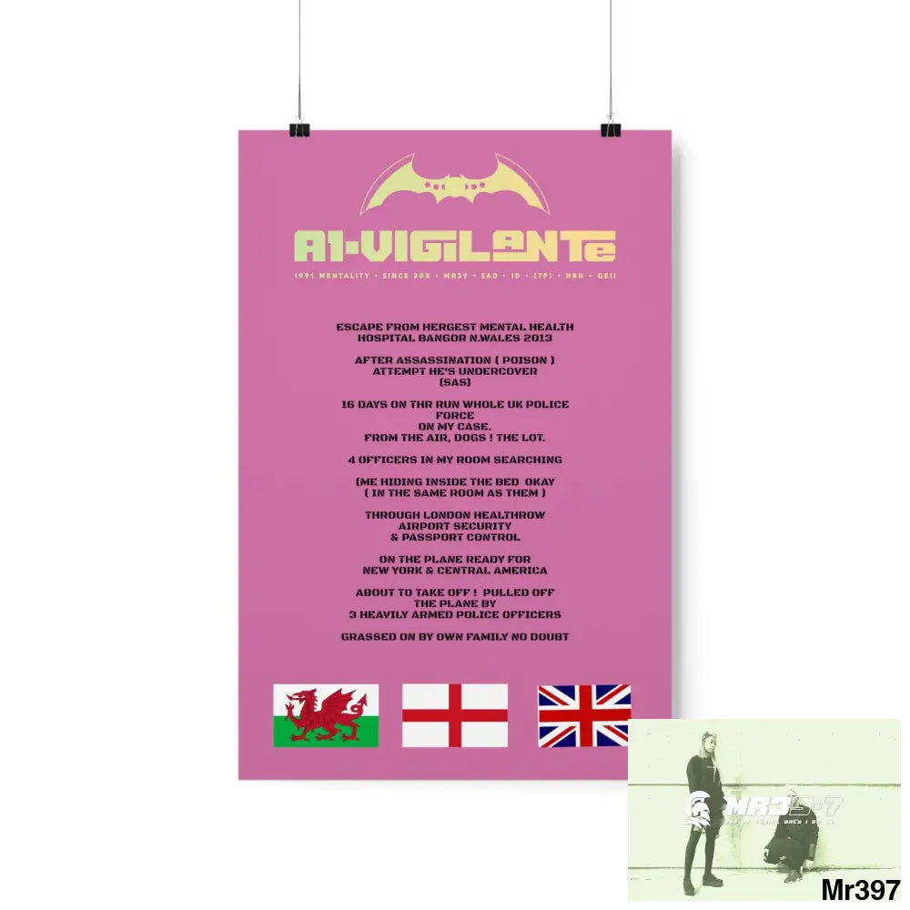 A1-Vigilante Escape from Hergest MH Hospital 2013 Matte Vertical Posters 12″ x 18″ / Matte Poster