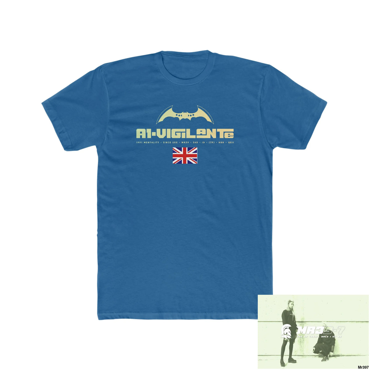 A1- Vigilante FUCK COUNTY LINES Men’s Cotton Crew Tee Solid Cool Blue / S T-Shirt