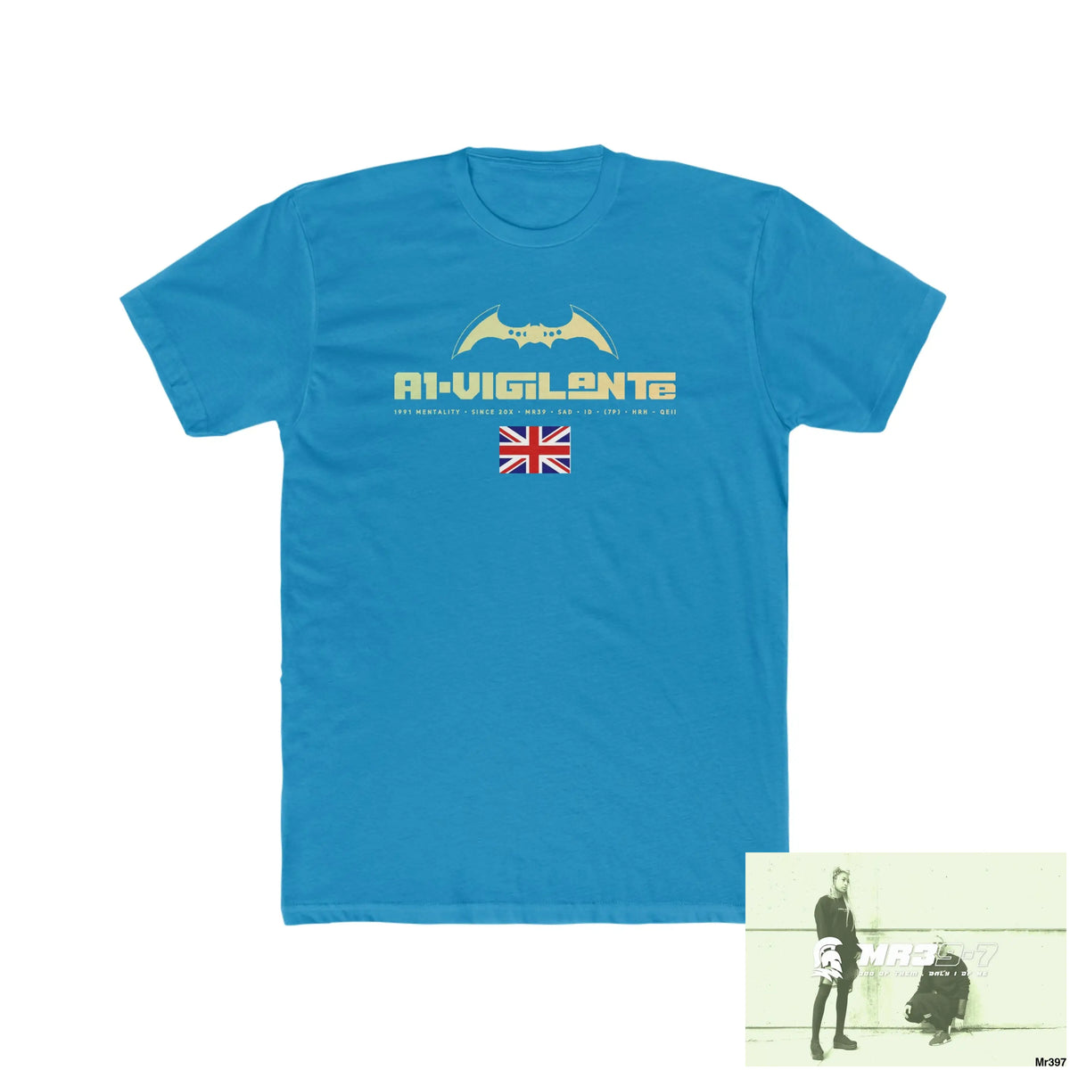 A1- Vigilante FUCK COUNTY LINES Men’s Cotton Crew Tee Solid Turquoise / S T-Shirt
