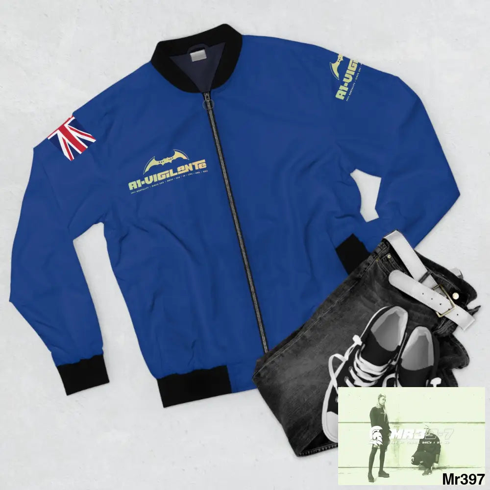 A1-Vigilante GBR Gothic Skull with Wings and Roses Men’s Bomber Jacket (AOP) All Over Prints