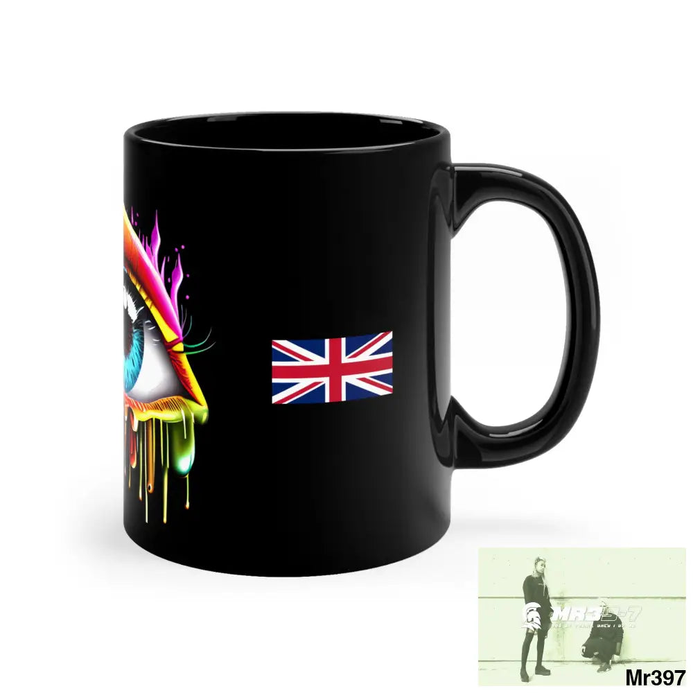 A1-Vigilante GBR Multicoloured dripping eye 11oz Black Mug 11oz Mug