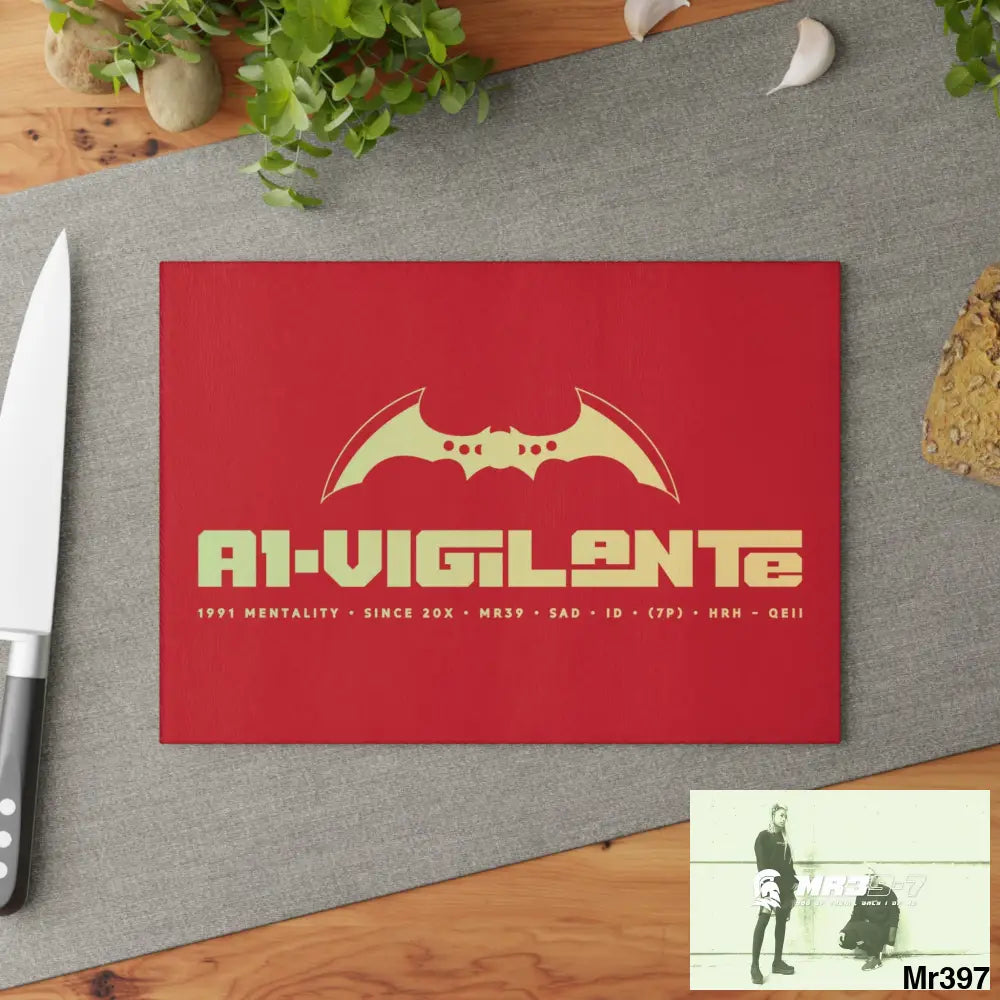 A1- Vigilante Glass Cutting Board 8’’ x 11’’ / Rectangle Home Decor