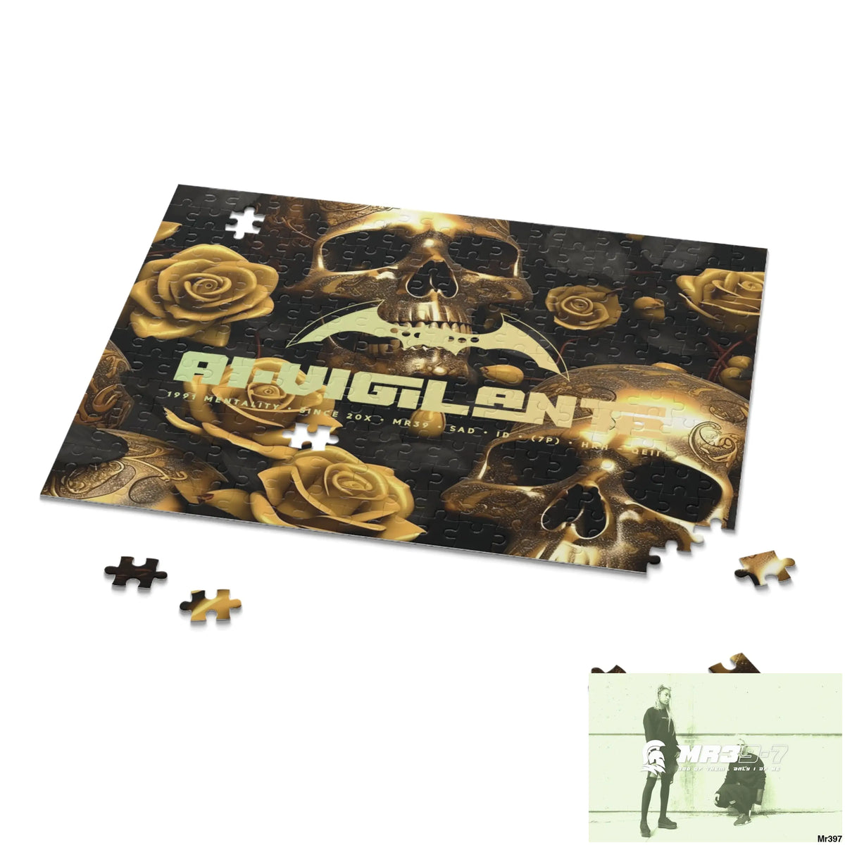 A1-Vigilante Gold Gothic skulls & Roses Puzzle (120 252 500-Piece) Puzzle