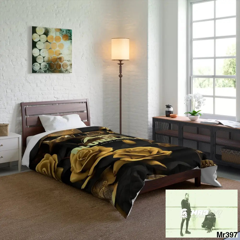 A1-Vigilante Gold Skulls & Roses Comforter Home Decor