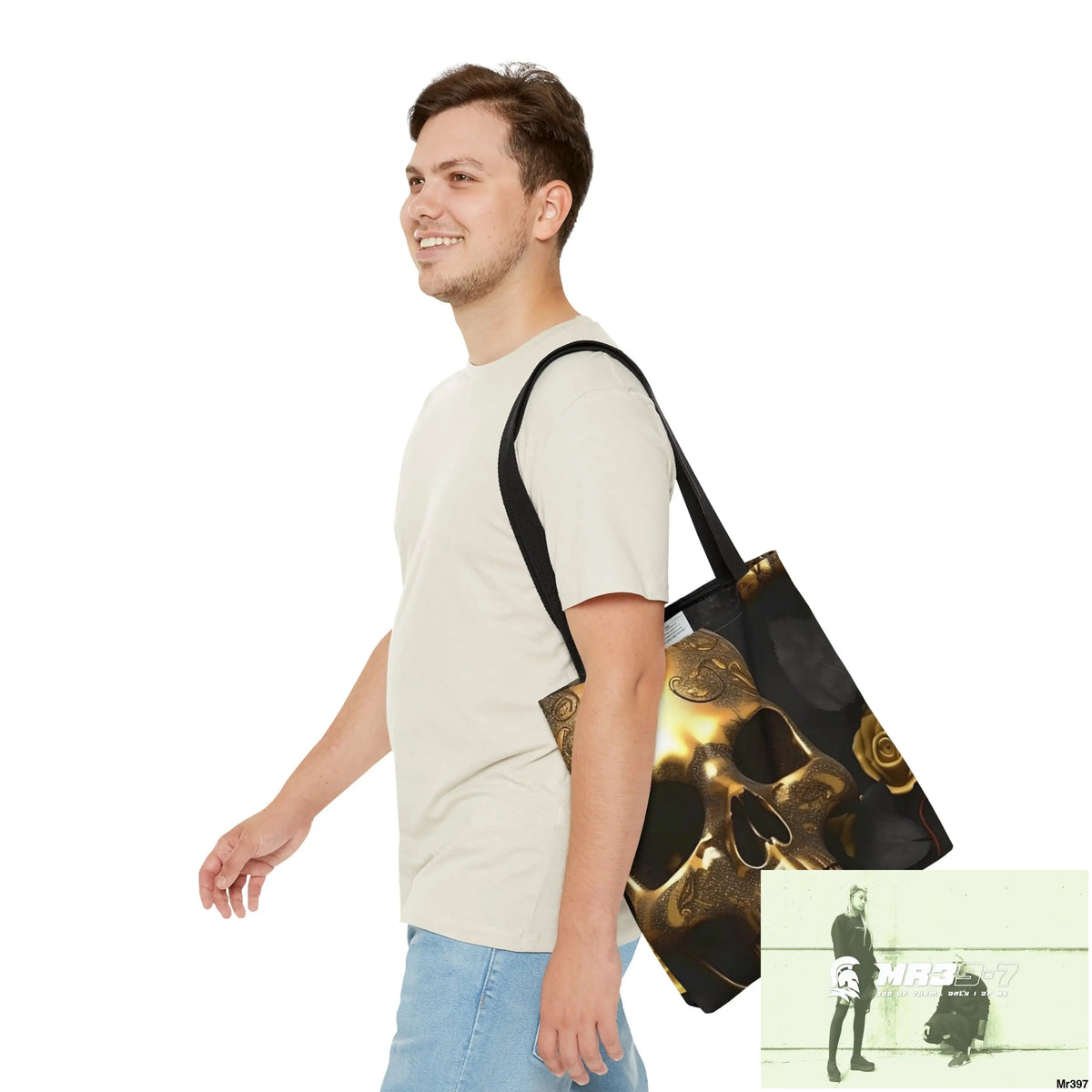 A1-Vigilante Gothic Gold skulls & Roses Tote Bag (AOP) Bags