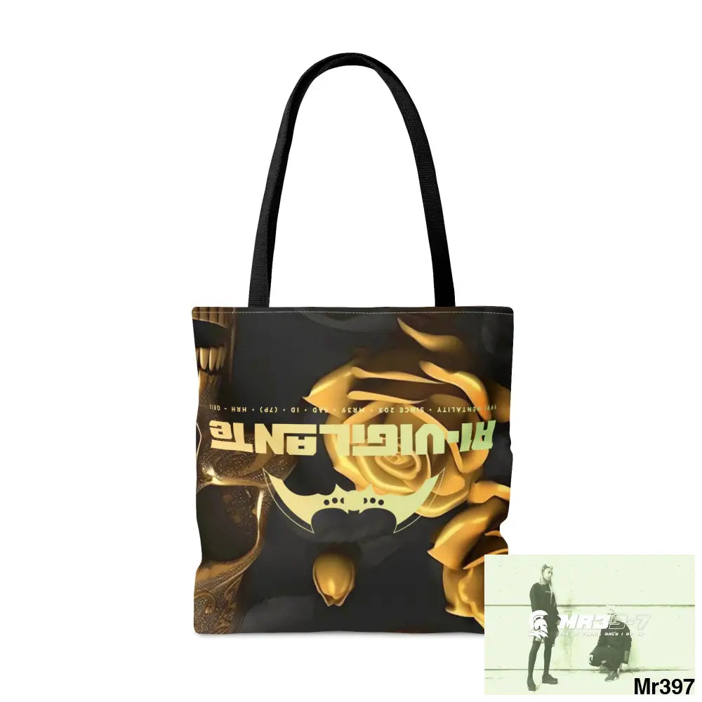A1-Vigilante Gothic Gold skulls & Roses Tote Bag (AOP) Bags