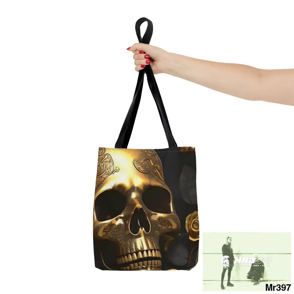A1-Vigilante Gothic Gold skulls & Roses Tote Bag (AOP) Bags