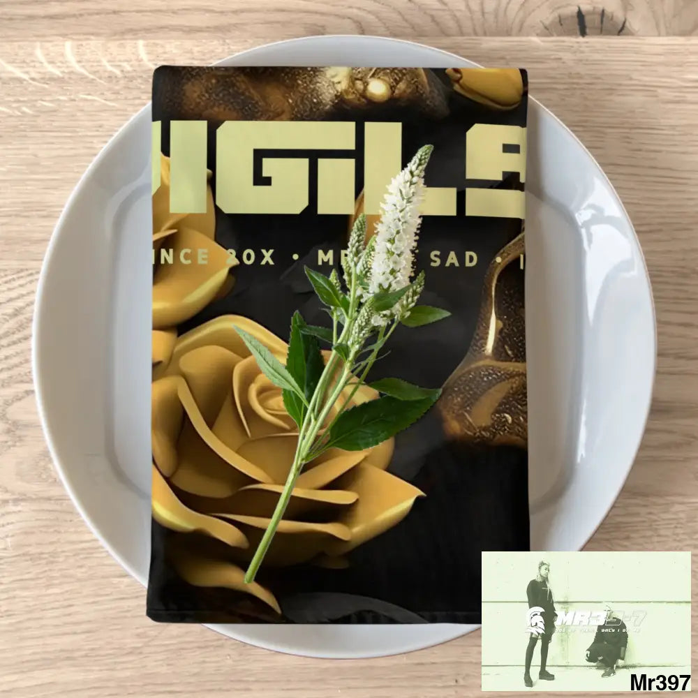 A1-Vigilante Gothic Skulls & Roses Napkins 4-piece set / White / 19’’ × 19’’ Accessories