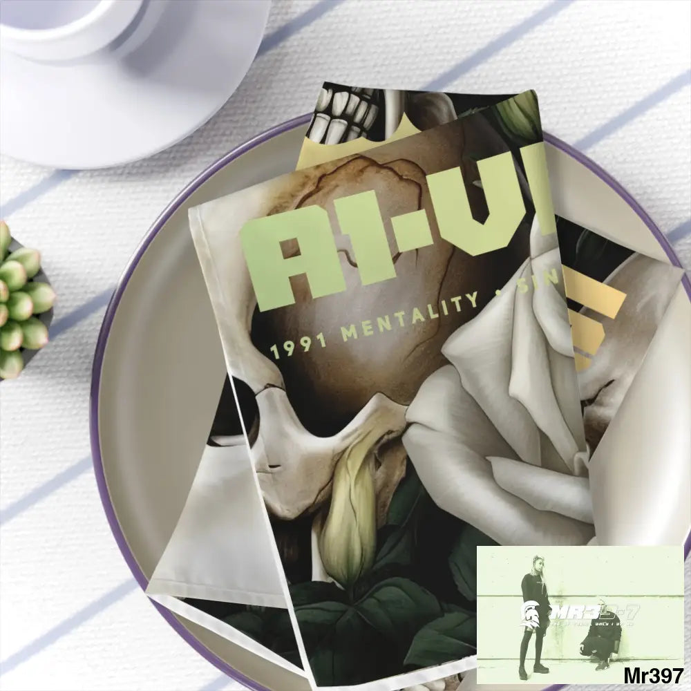 A1- Vigilante Gothic Skulls & Roses Napkins 4-piece set / White / 19’’ × 19’’ Accessories