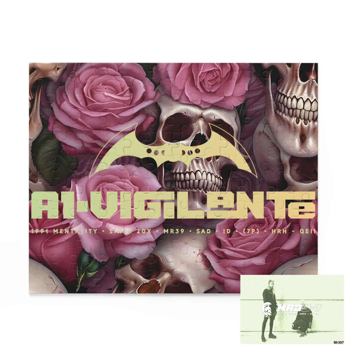A1-Vigilante Gothic skulls & Roses Puzzle (120 252 500-Piece) 10’’ × 8’’ (120 pcs) Puzzle