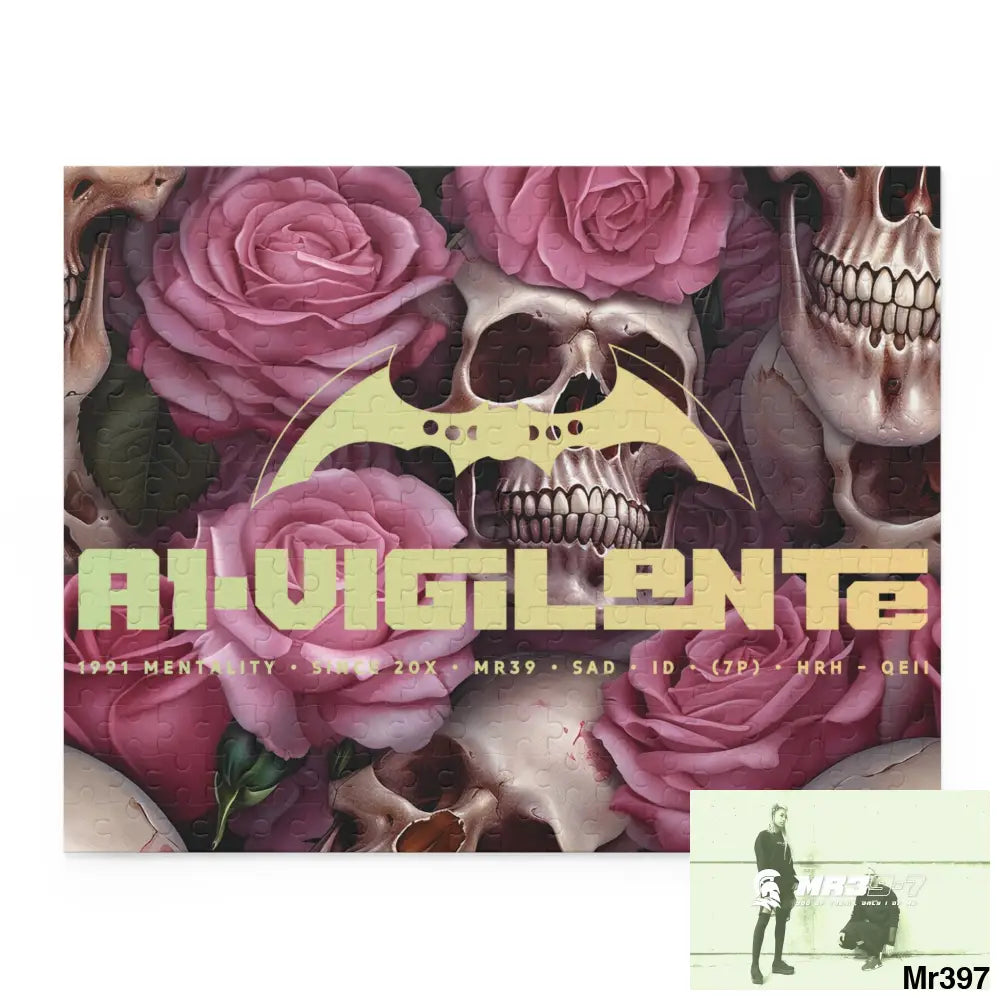 A1-Vigilante Gothic skulls & Roses Puzzle (120 252 500-Piece) 14’’ × 11’’ (252 pcs) Puzzle