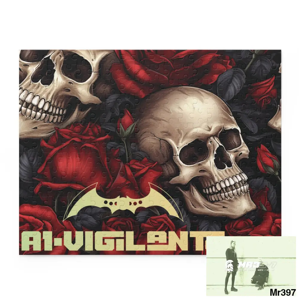 A1-vigilante Gothic skulls & Roses Puzzle (120 252 500-Piece) 14’’ × 11’’ (252 pcs) Puzzle