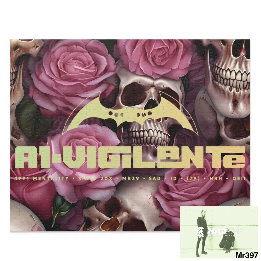 A1-Vigilante Gothic skulls & Roses Puzzle (120 252 500-Piece) 20’’ × 16’’ (500 pcs) Puzzle