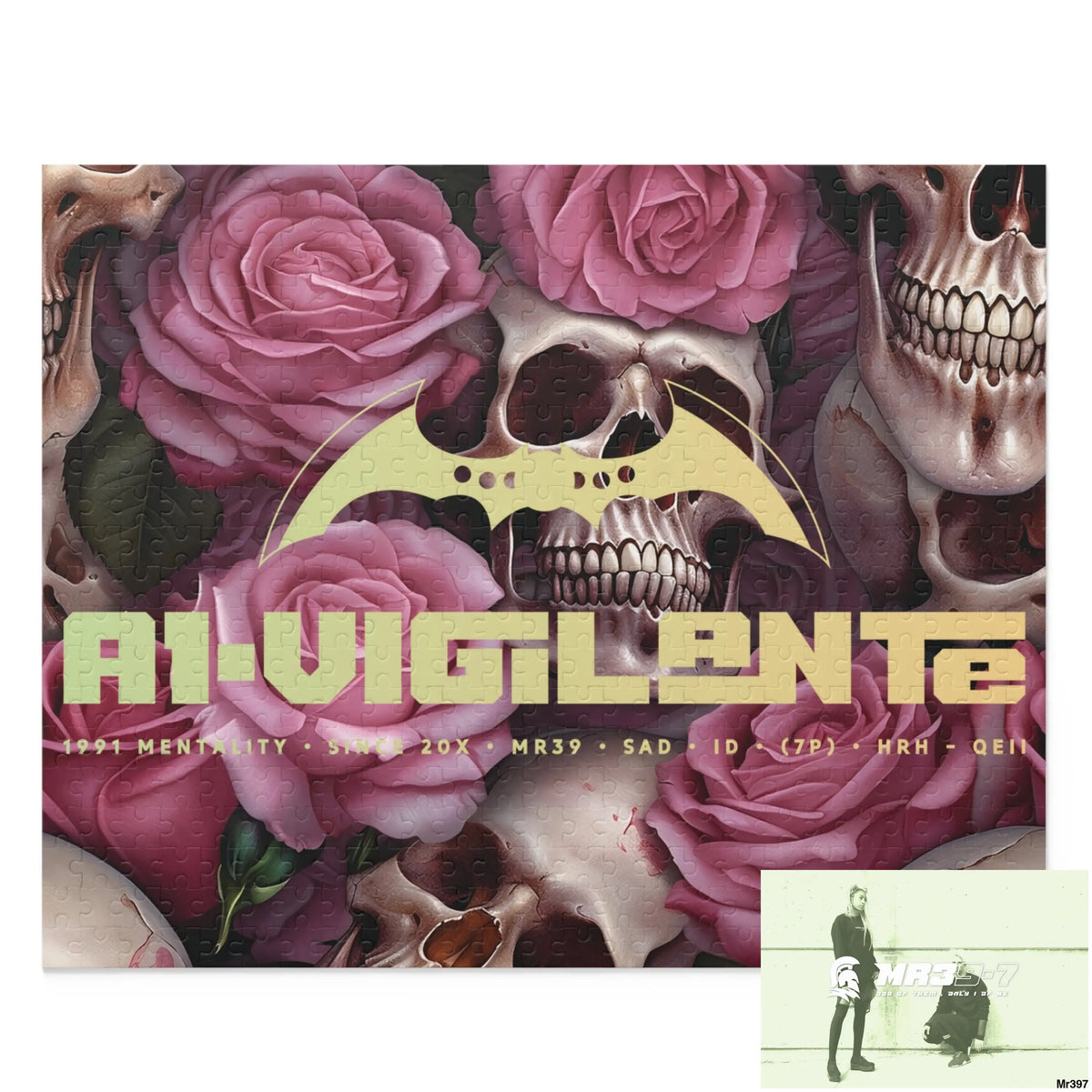 A1-Vigilante Gothic skulls & Roses Puzzle (120 252 500-Piece) 20’’ × 16’’ (500 pcs) Puzzle
