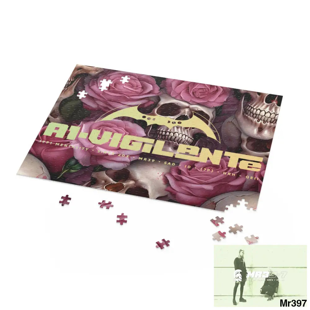A1-Vigilante Gothic skulls & Roses Puzzle (120 252 500-Piece) Puzzle