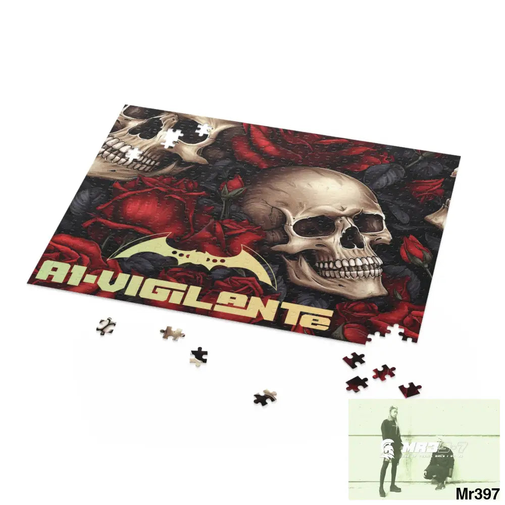 A1-vigilante Gothic skulls & Roses Puzzle (120 252 500-Piece) Puzzle