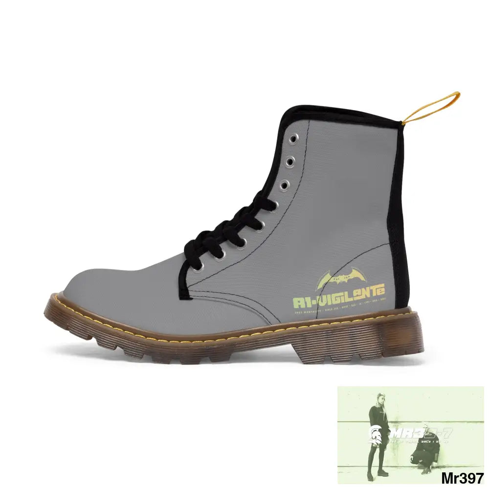 A1- Vigilante Grey Canvas Boots Shoes