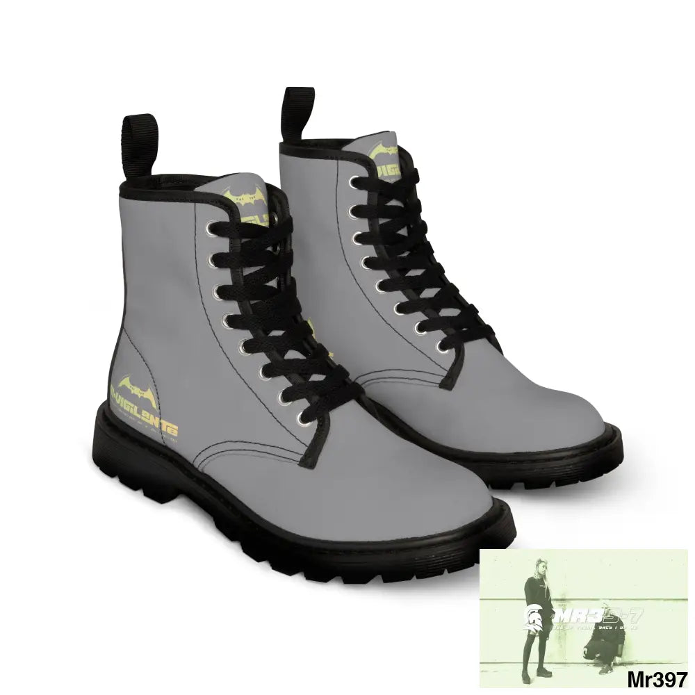 A1- Vigilante Grey Canvas Boots Shoes