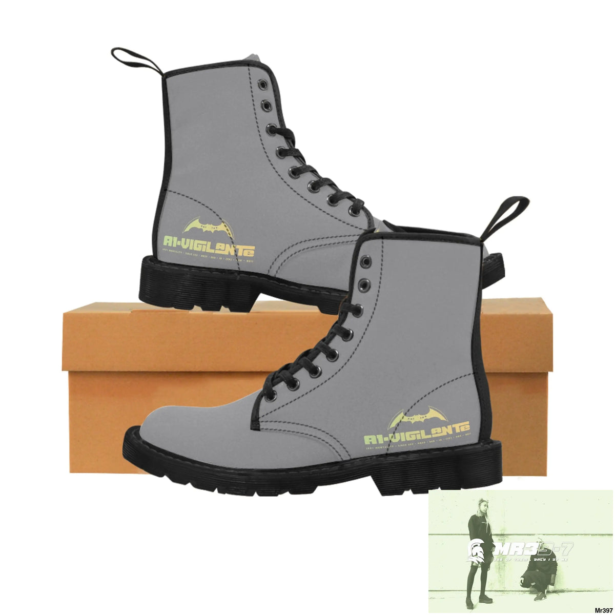 A1- Vigilante Grey Canvas Boots US 7 / Black sole Shoes