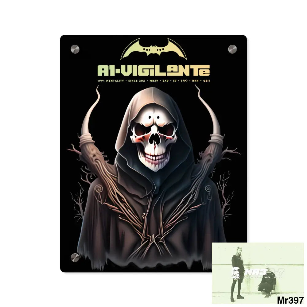 A1-Vigilante Halloween Reaper Graphic Acrylic Wall Art Panels 11″ x 14″ (Vertical) / 0.25’’ Home Decor