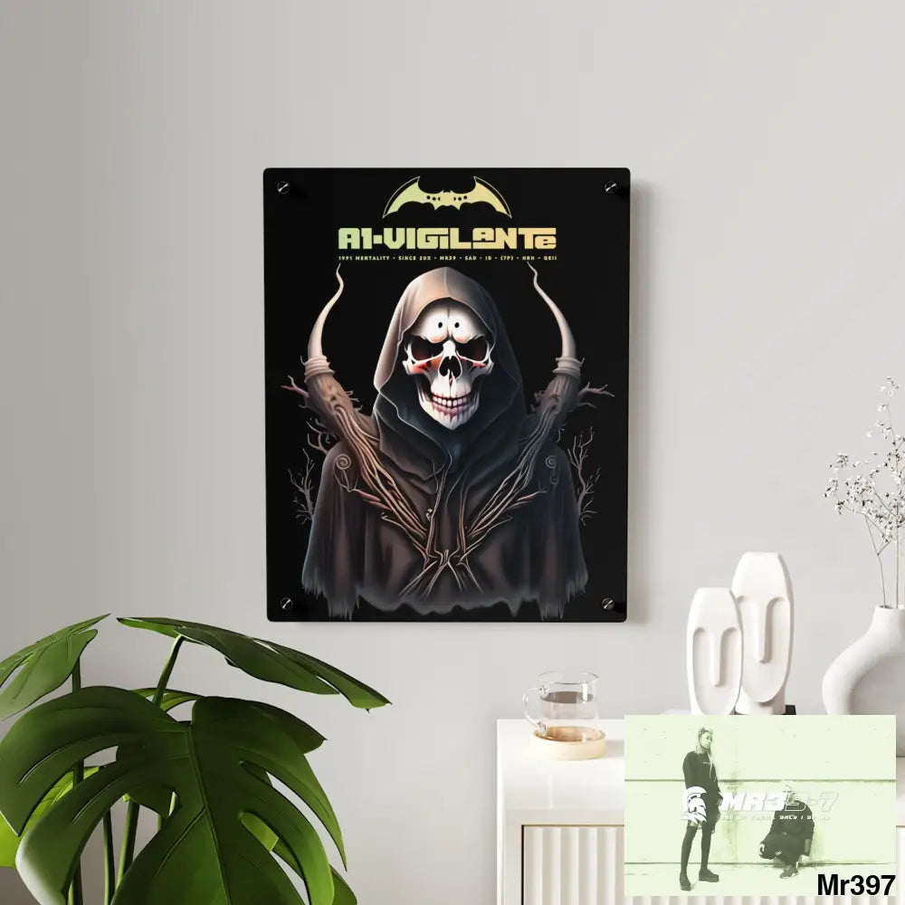 A1-Vigilante Halloween Reaper Graphic Acrylic Wall Art Panels Home Decor