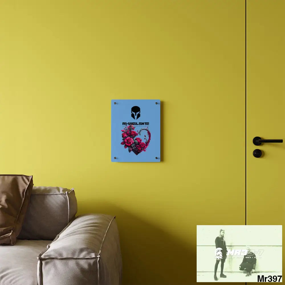 A1-Vigilante Heart made of Pink Roses on Black Background Acrylic Wall Art Panels Home Decor