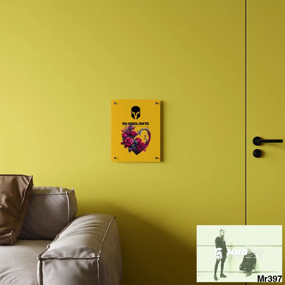 A1-Vigilante Heart made of Pink Roses on Black Background Acrylic Wall Art Panels Home Decor