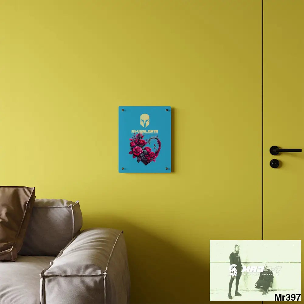 A1-Vigilante Heart made of Pink Roses on Black Background Acrylic Wall Art Panels Home Decor