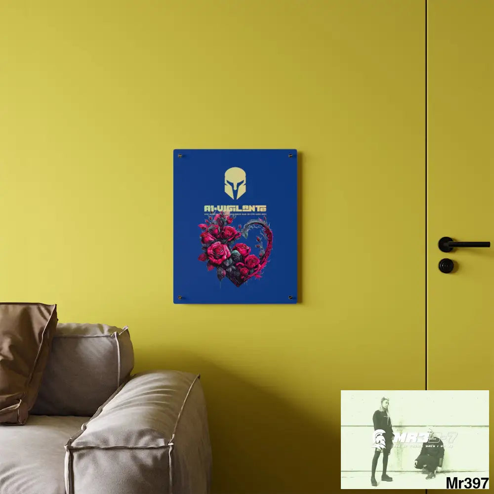 A1-Vigilante Heart made of Pink Roses on Black Background Acrylic Wall Art Panels Home Decor