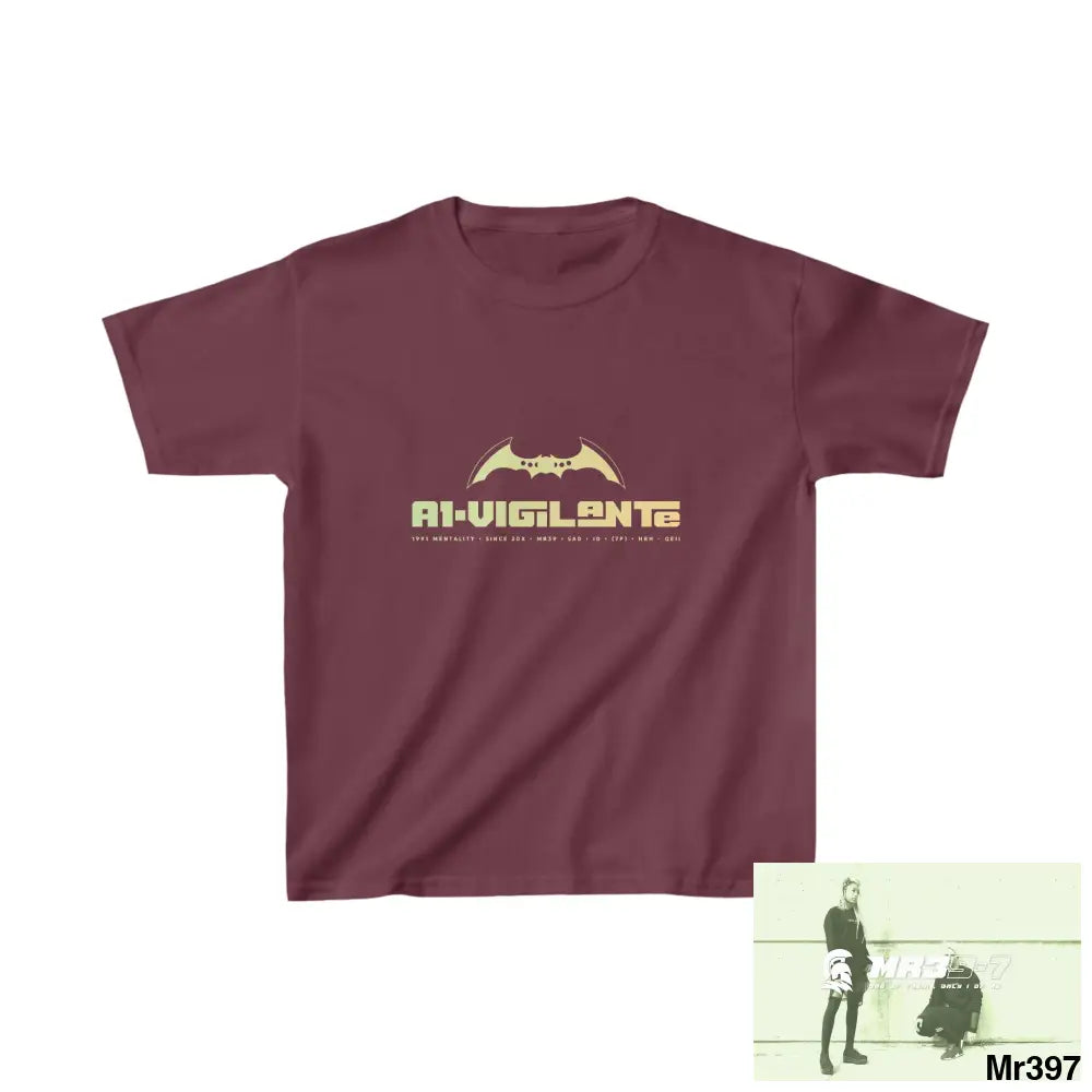 A1-Vigilante Kids Heavy Cotton™ Tee XS / Maroon Kids clothes