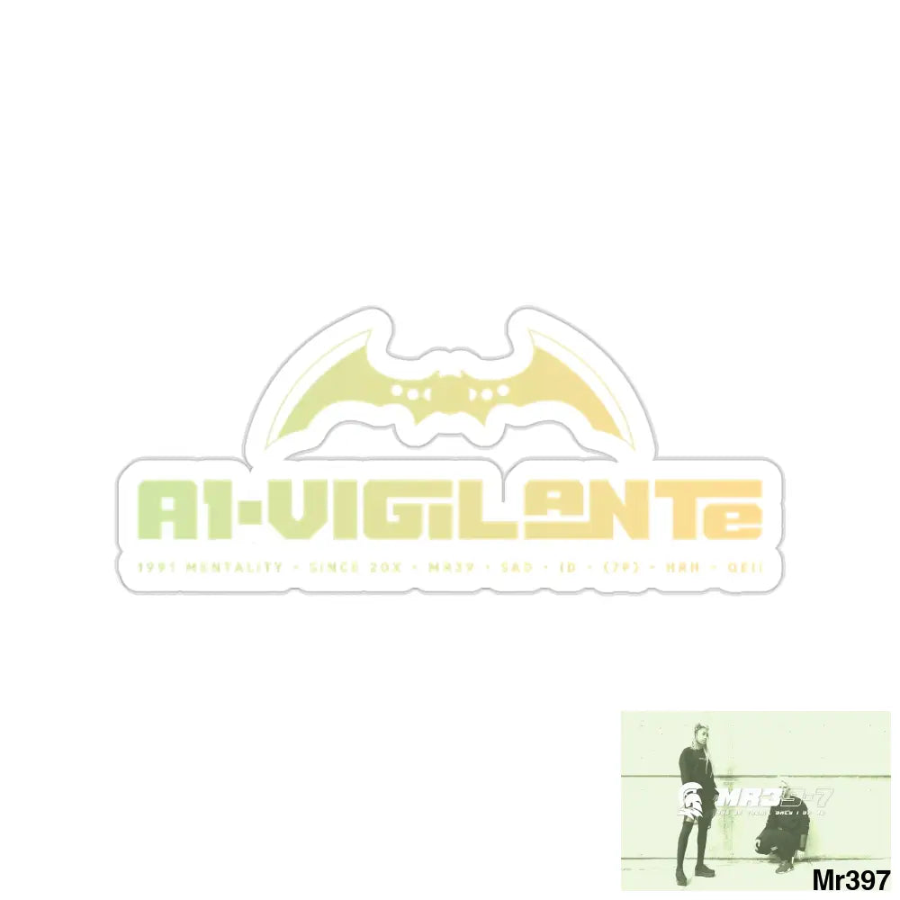 A1- Vigilante Kiss-Cut Stickers 2’’ × 2’’ / White Paper products
