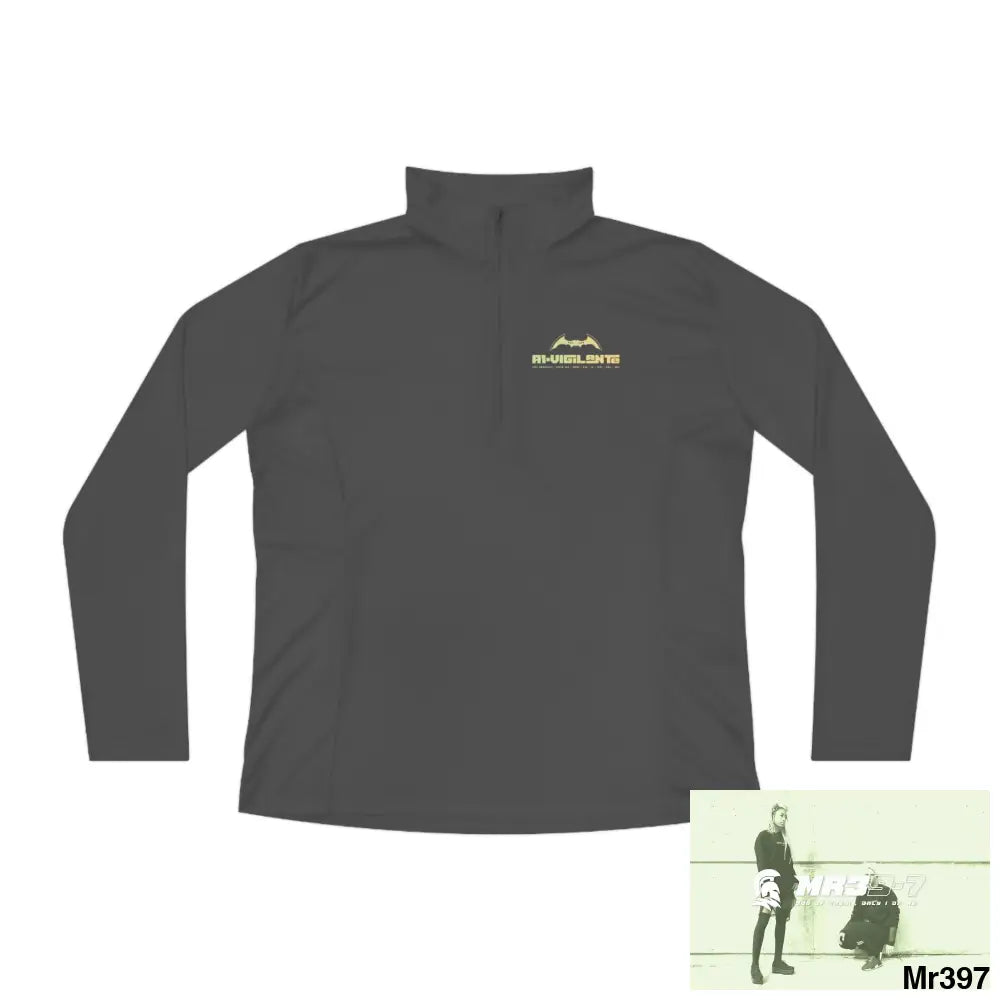 A1-Vigilante Ladies Quarter-Zip Pullover Iron Grey / S Long-sleeve