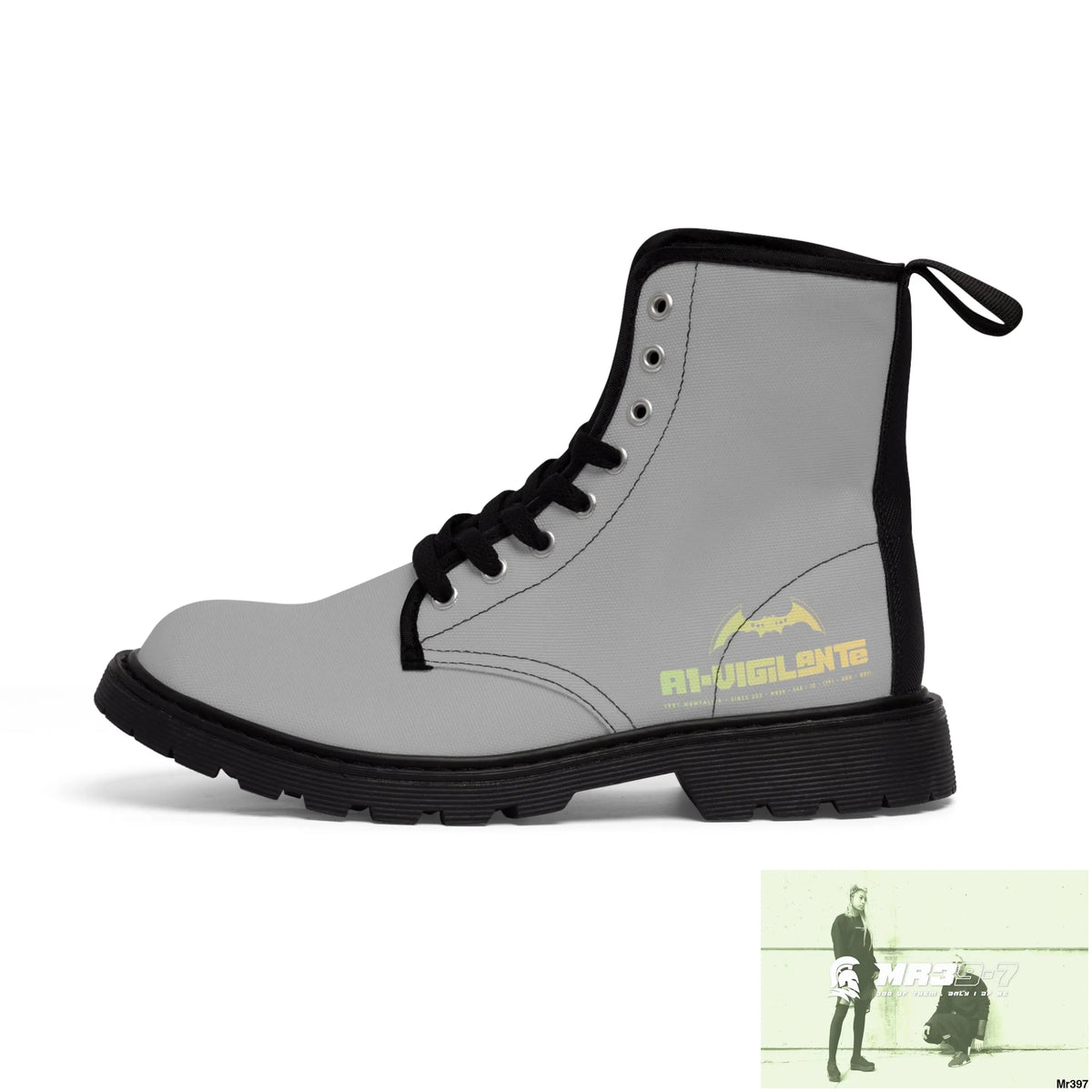 A1- Vigilante light Grey Canvas Boots Shoes