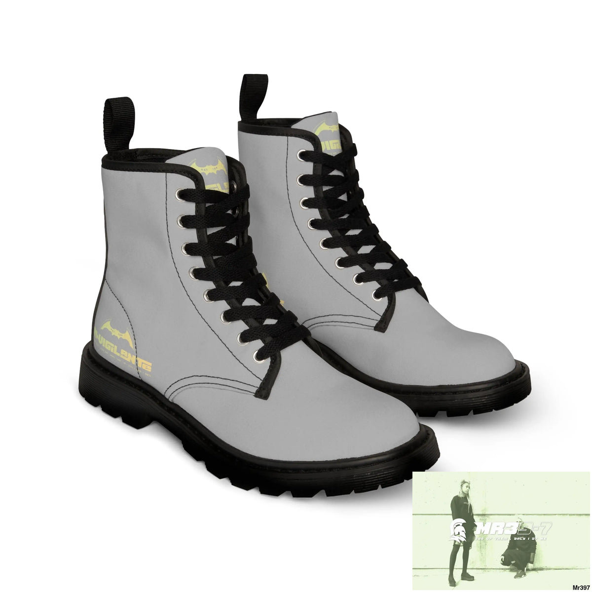 A1- Vigilante light Grey Canvas Boots Shoes