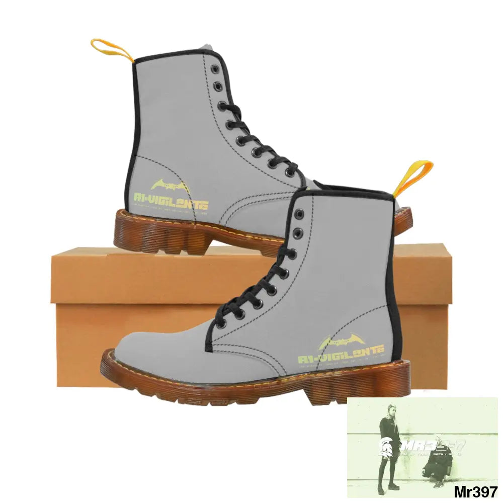 A1- Vigilante light Grey Canvas Boots US 7 / Brown sole Shoes