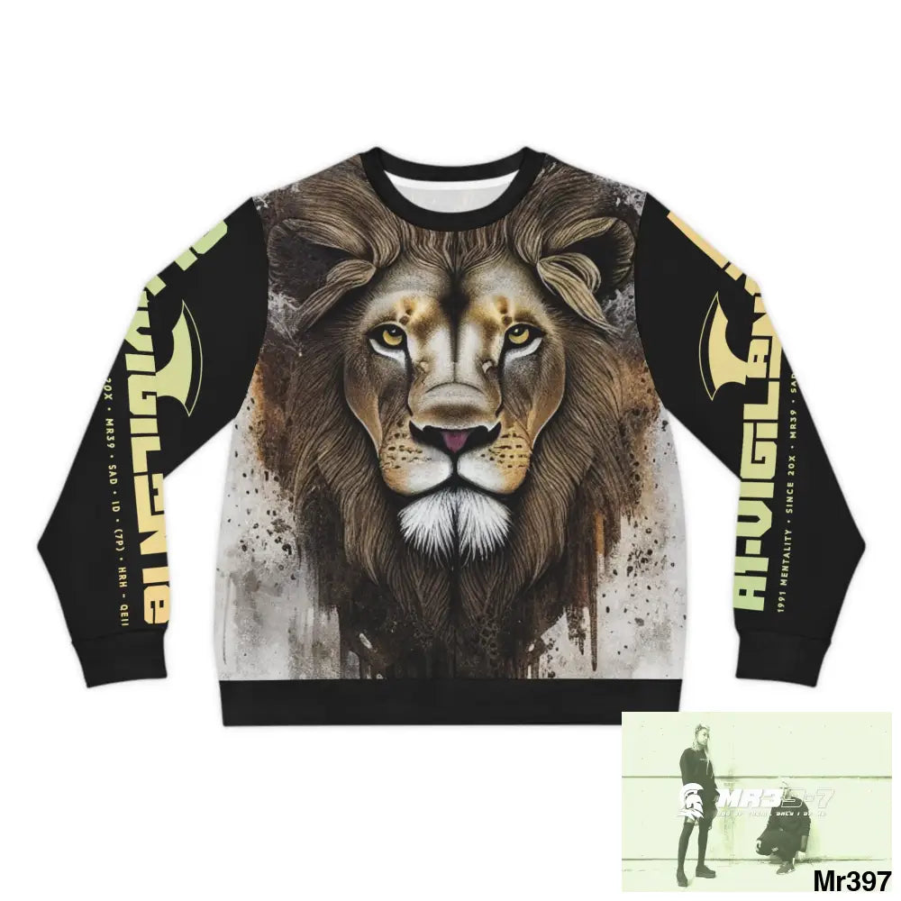 A1 Vigilante lion theme Lightweight Sweatshirt (AOP) S All Over Prints