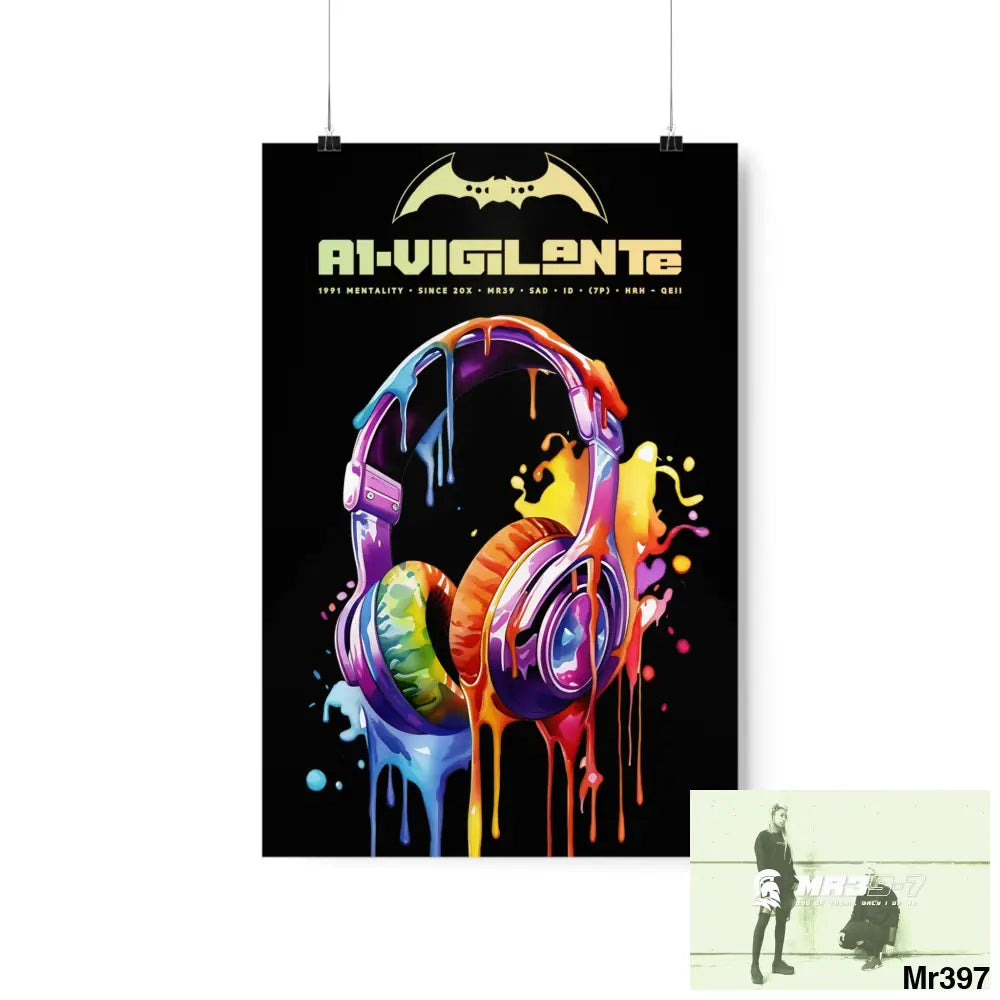 A1-Vigilante Melting headphones Matte Vertical Posters 12″ x 18″ / Matte Poster
