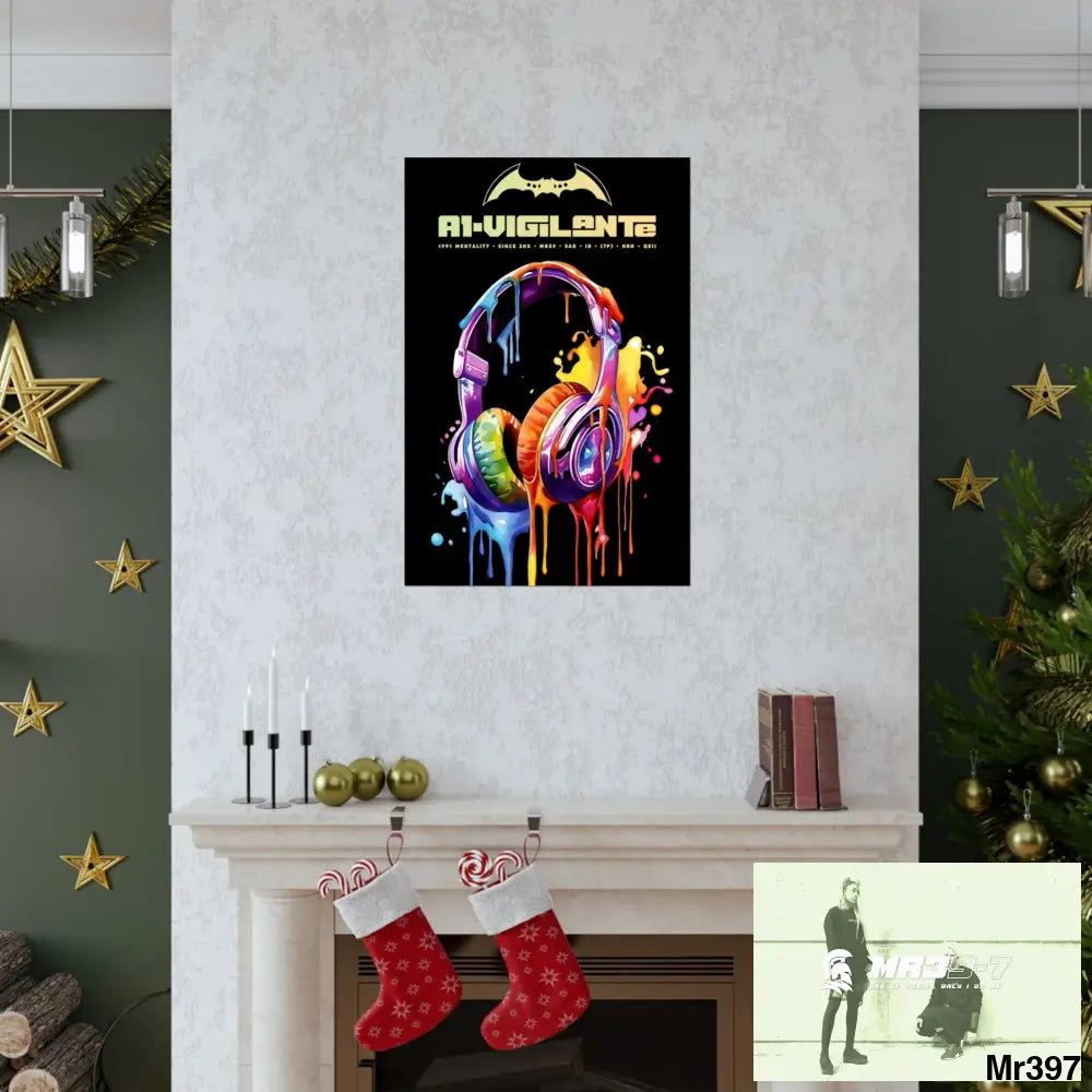 A1-Vigilante Melting headphones Matte Vertical Posters Poster