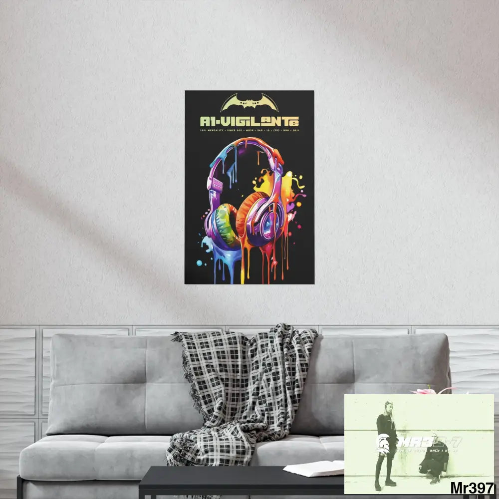 A1-Vigilante Melting headphones Matte Vertical Posters Poster