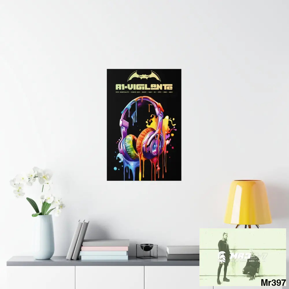 A1-Vigilante Melting headphones Matte Vertical Posters Poster