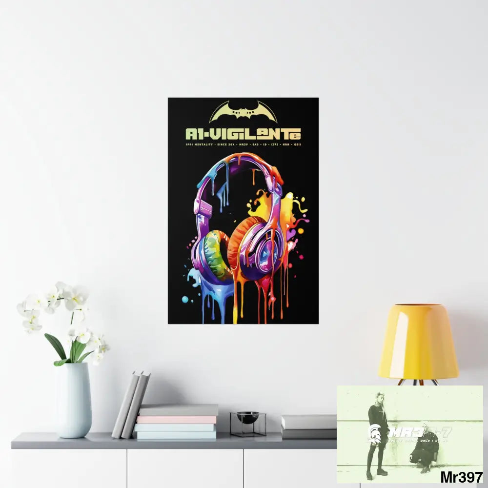 A1-Vigilante Melting headphones Matte Vertical Posters Poster