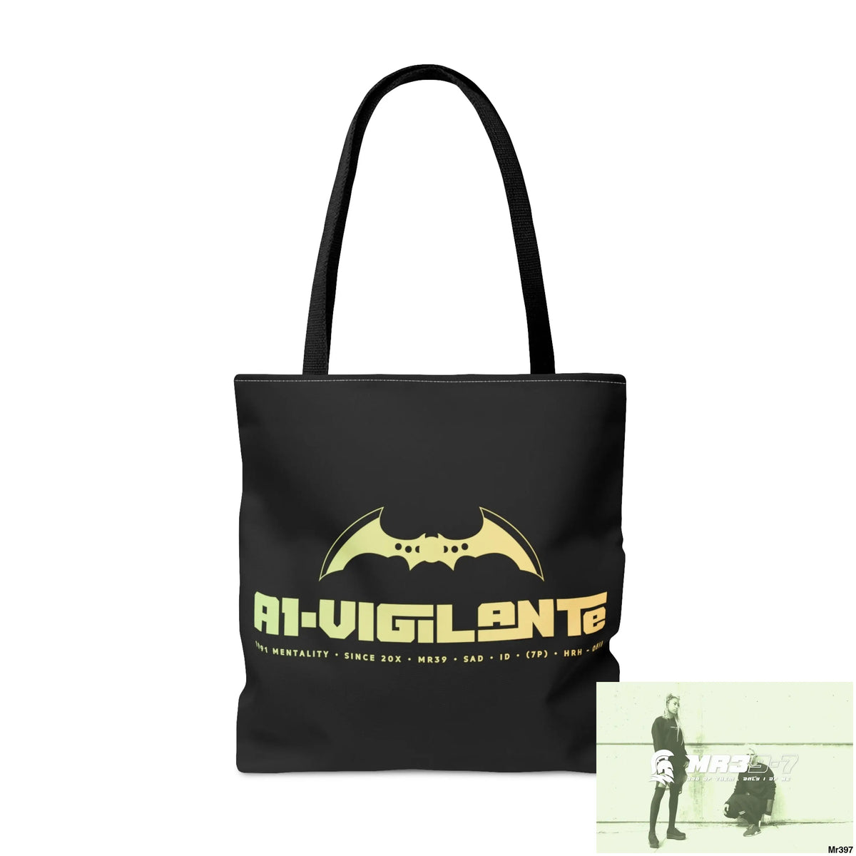 A1-Vigilante Melting Headphones Tote Bag (AOP) Bags