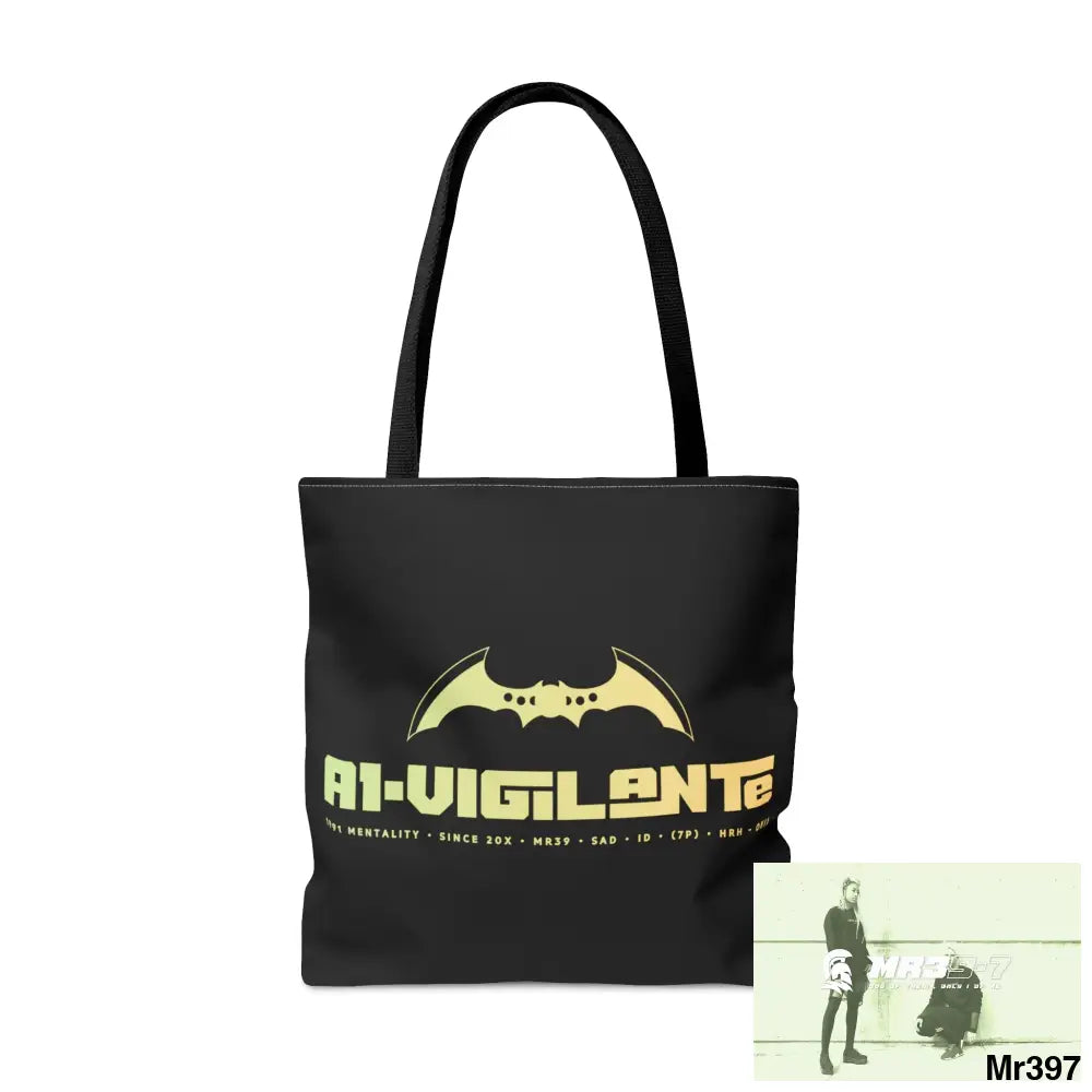 A1-Vigilante Melting Headphones Tote Bag (AOP) Bags