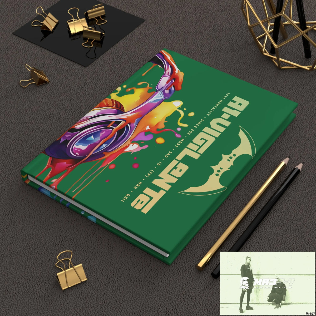 A1- Vigilante Melting Headset Hardcover Journal Matte Journal Paper products