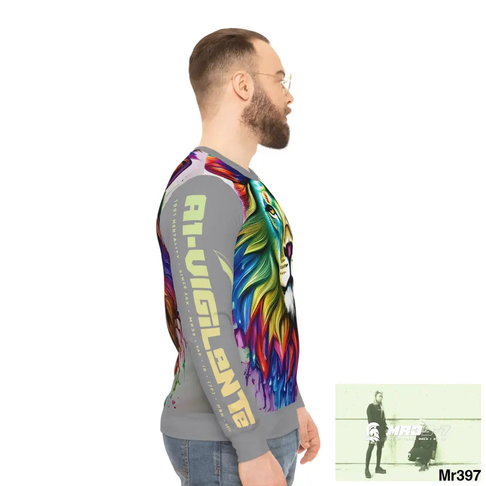 A1-Vigilante multi coloured Lion Lightweight Sweatshirt (AOP) All Over Prints