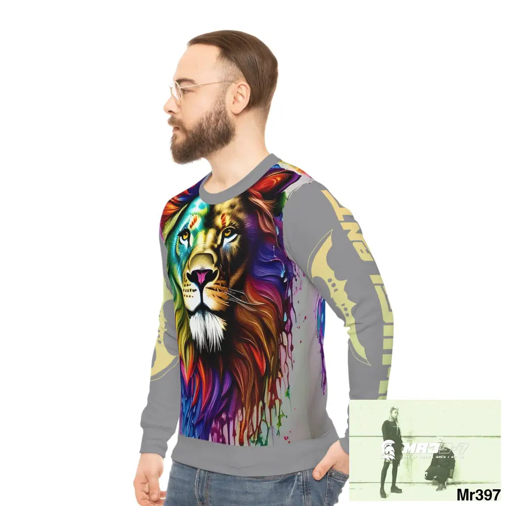A1-Vigilante multi coloured Lion Lightweight Sweatshirt (AOP) All Over Prints