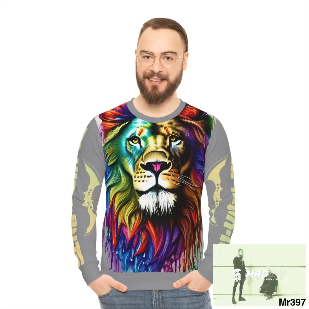 A1-Vigilante multi coloured Lion Lightweight Sweatshirt (AOP) All Over Prints