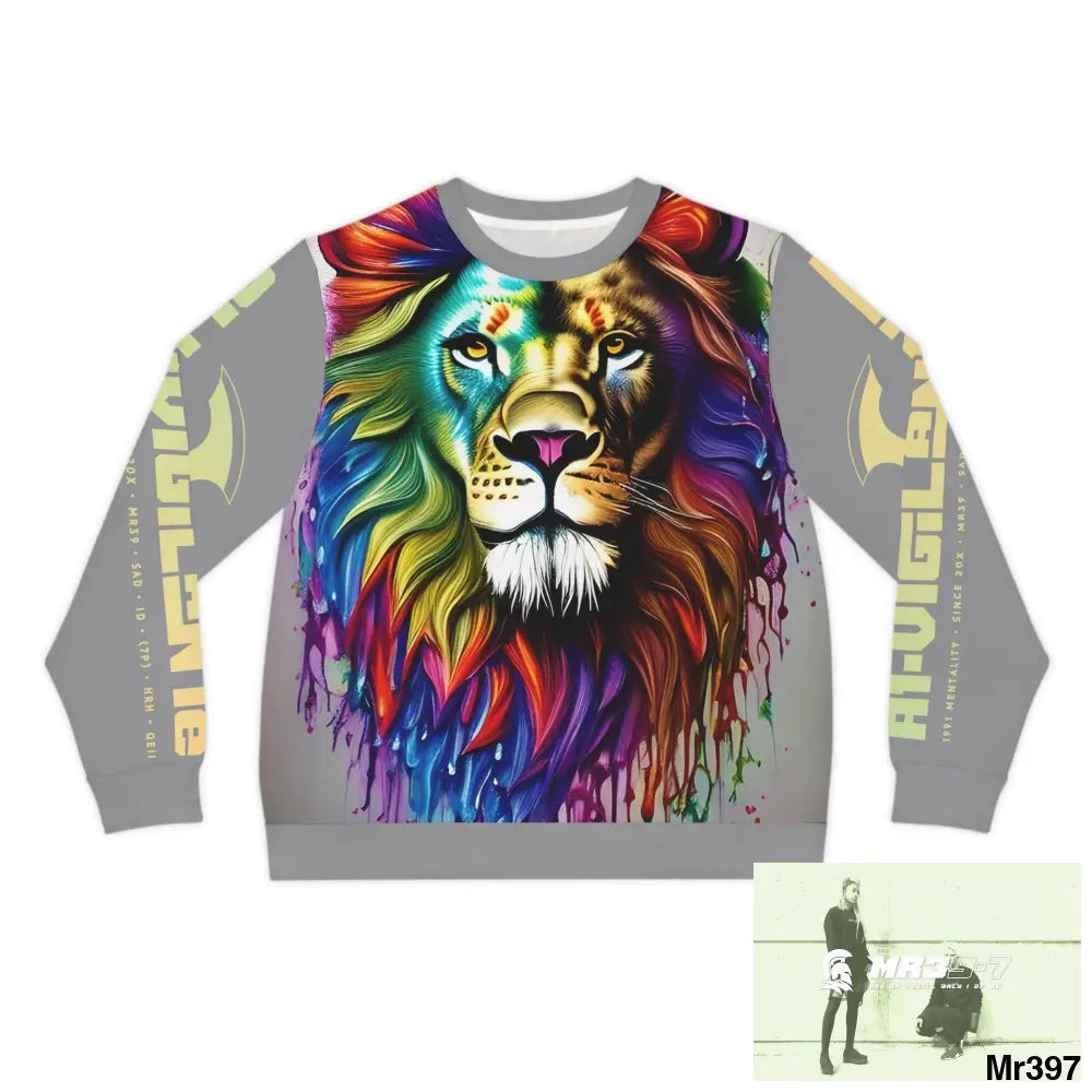 A1-Vigilante multi coloured Lion Lightweight Sweatshirt (AOP) S All Over Prints