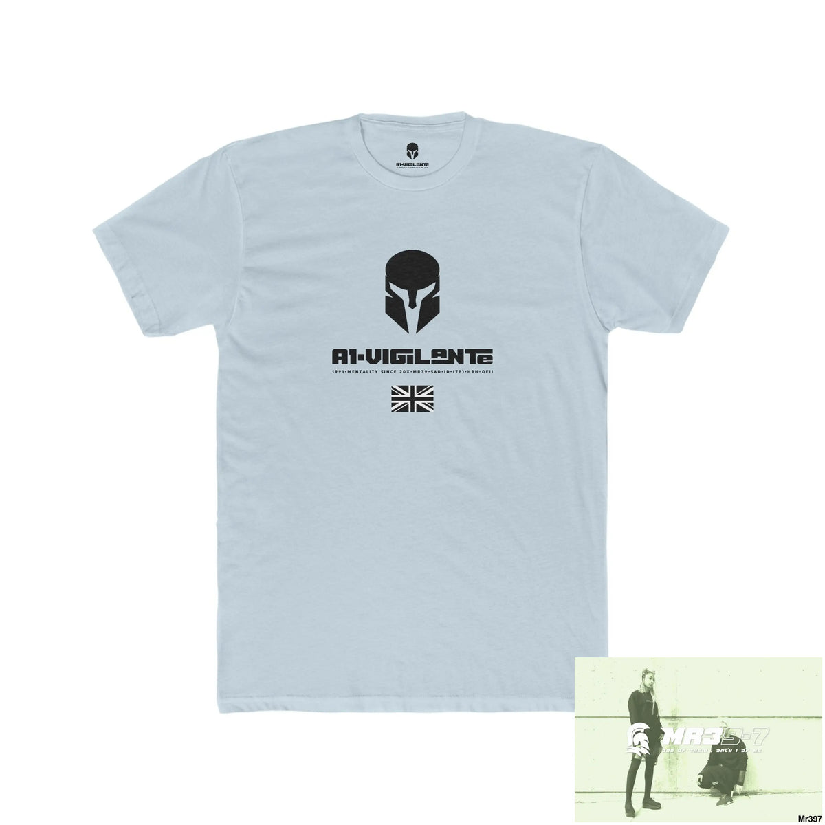 A1-Vigilante My life My Deaths Their Plans Failed Tactical GB Men’s Cotton Crew Tee Solid Light Blue / S T-Shirt