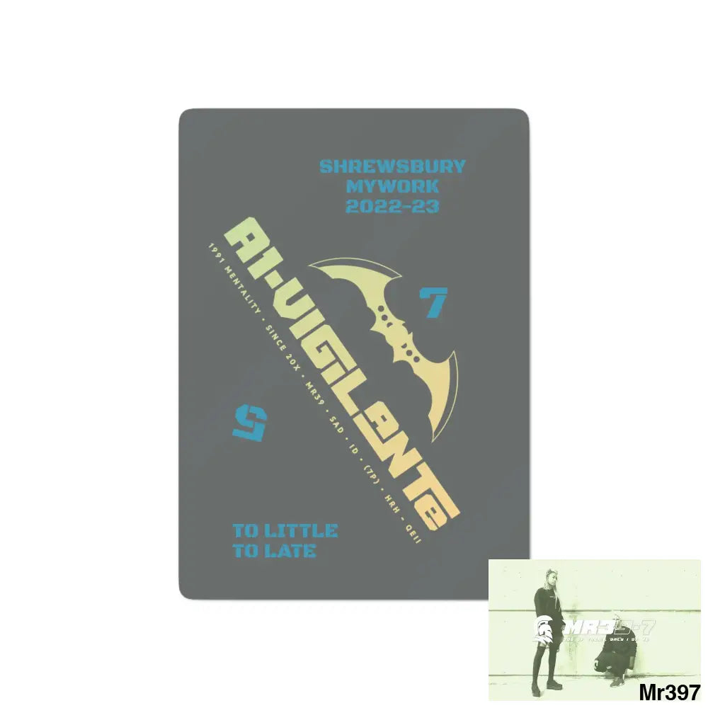 A1-Vigilante Shrewsbury My Work 222-23 Custom Poker Cards 2.47’’ x 3.47’’ / White / Semi Glossy Paper products